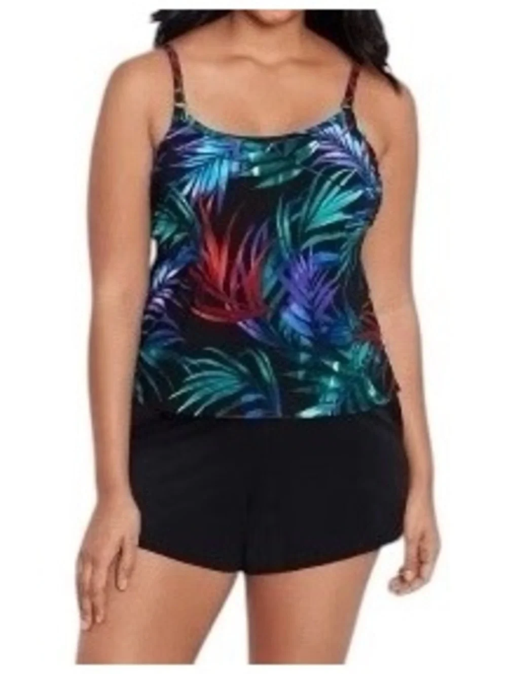 TRIMSHAPER plus size 24W modest one piece attached swim shorts bottom swimsuit